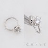 HEART WITH ROUND BEZEL CZ NOSE HOOP 316L SURGICAL STEEL